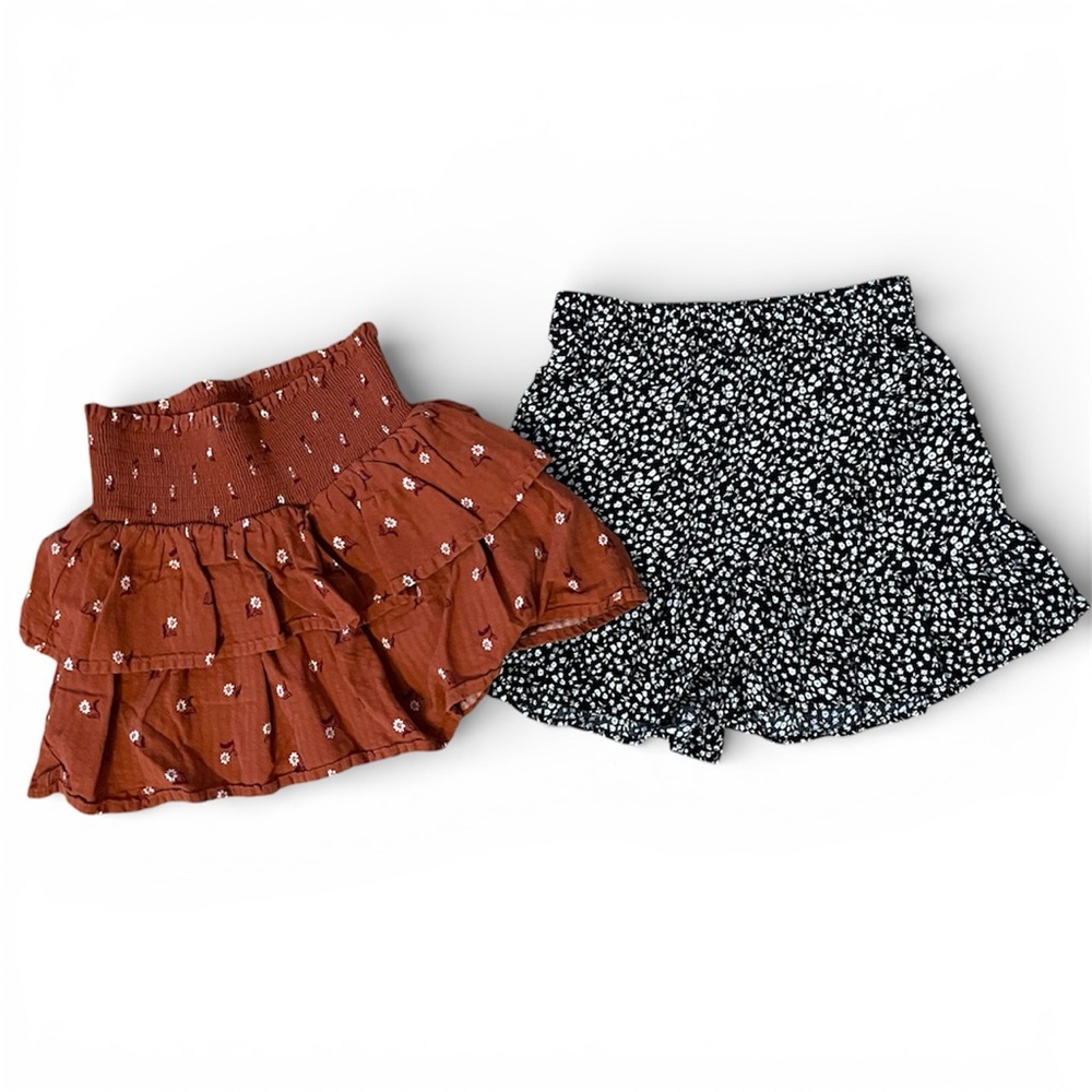 Cat & Jack Girls Ruffle Skirt and Skort Set - Brown and Black - Size 8